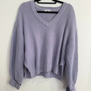 LUSH Lilac V-Neck Knit Sweater Relaxed Fit